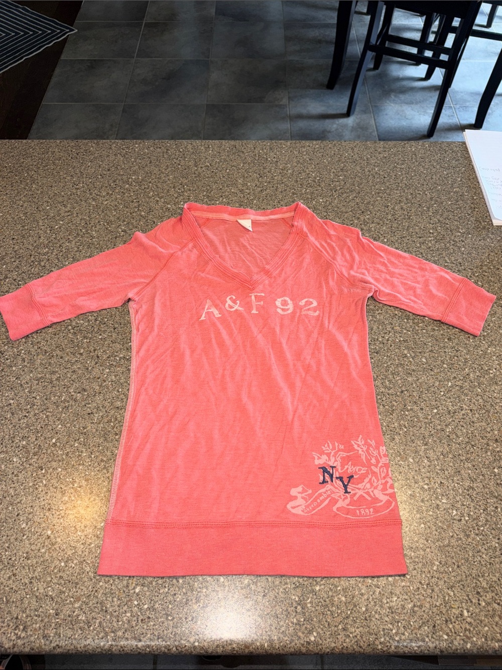 Abercrombie and Fitch y2k style Coral V-Neck Tunic Top